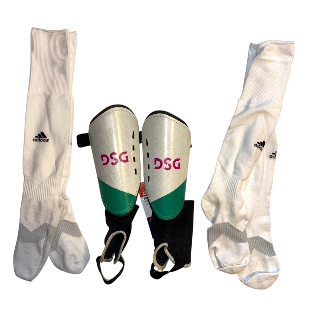 DSG & Adidas soccer shin guards and socks